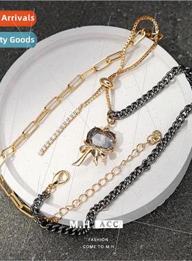 Love Black Gold Necklace Women Color Blocking Vintage Sweate