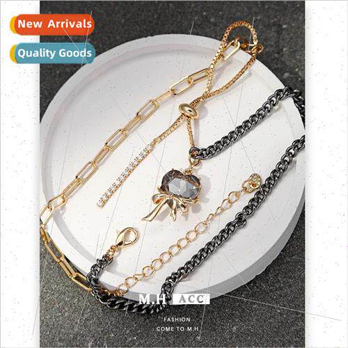 Love Black Gold Necklace Women Color Blocking Vintage Sweate