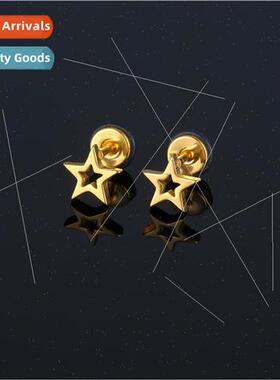 Fashion stainless steel casting earrings niche Korea pentagr