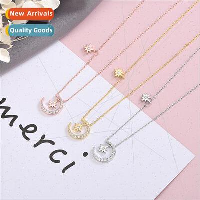 s925 silver Koreadiamonds eight mangosteen moon necklace zir