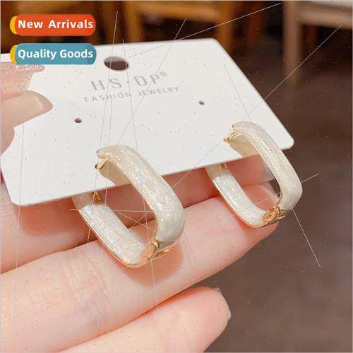 Summer new fresh simple oil drop geometric earrings sweet ni