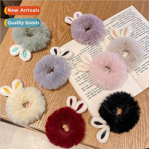 Autumn winter fur hair ring color cute plush hair rope girl