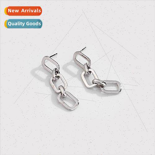 925 silver Earrings Europe Cool Hip Hop Punk Chunky Chain Ea