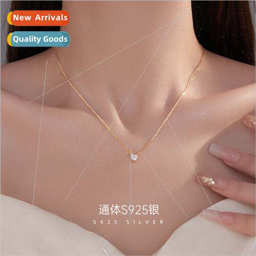 S925 silver Japan heart zirconia necklace female niche hundr