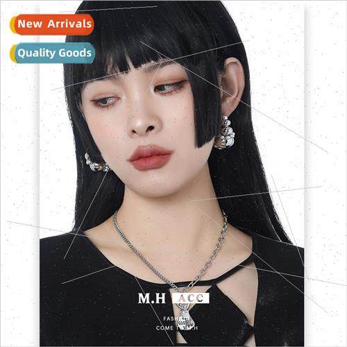 Irregular round bead earrings female niche retro minimalist