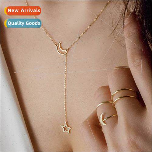 Star bright alloy necklace women summer ins simple pendant c