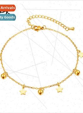 Korea simple tanium steel pentagram anklet fashion stainless