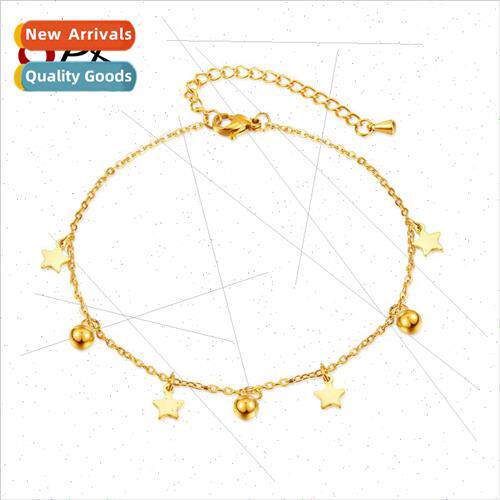 Korea simple tanium steel pentagram anklet fashion stainless