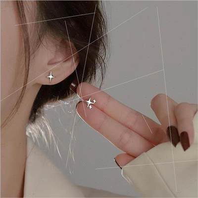 Korea new quadruple mangosteen earrings niche simple starry