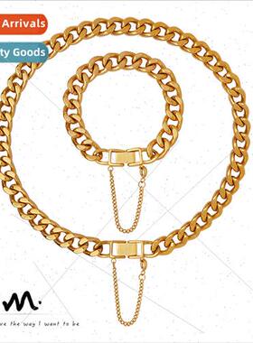 Europe Clasp Bracelet Chunky Chain Hip Hop Tanium Steel Gold