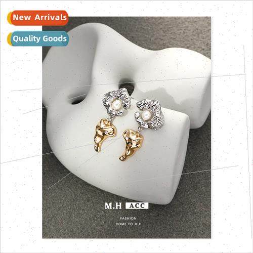 Earrings pearl inlaid clashing color cool earrings new irreg