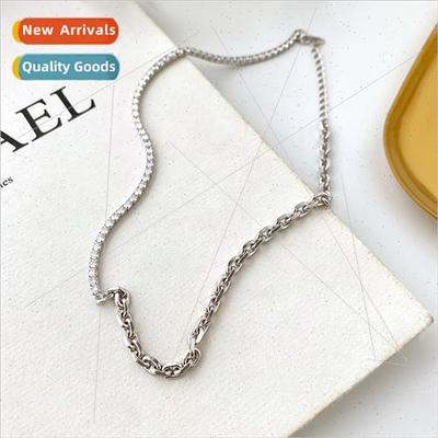 s925 silver zirconia chain necklace women Europe patchwork i