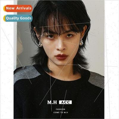 Fall liquid irregular earrings female hip-hop niche commuter