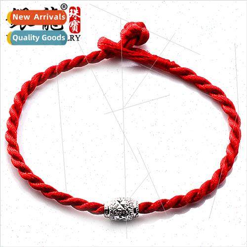 s925 silver ladies jewelry transfer beads red rope bracelet