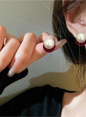Autumn winter new posive round pearl flocking earrings femal