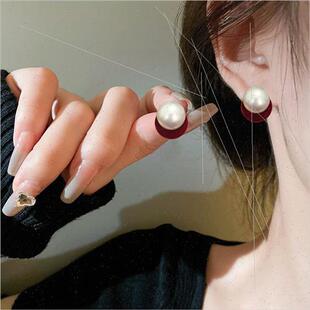 Autumn winter new posive round pearl flocking earrings femal