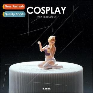 1:64 miniature cat lady resin model doll tide play htoys mod