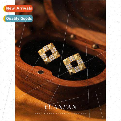 s925 silver Italian brushed earrings female retro exquise fr