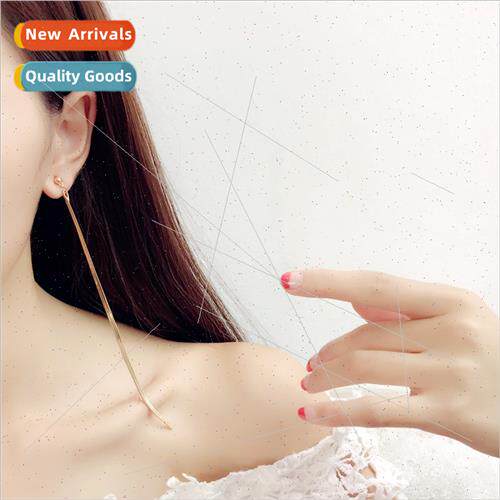 Elegant minimalist metal thin long bar to modify face shape