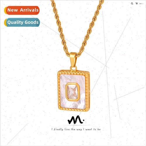 Square Whe Sea Shell Zirconia Pendant Wind Twist Chain Fashi