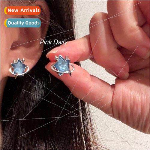 2023 Blue Star Earrings Pentagram Star Quadrangle Earrings c