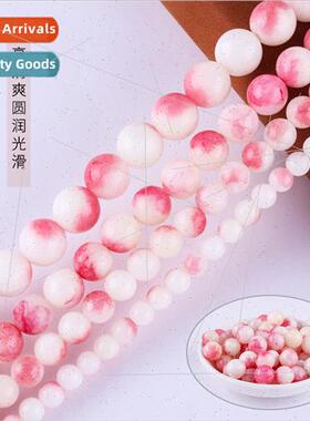 Peach Jade Round Beads Bracelet DIY Necklace Strings Spacer