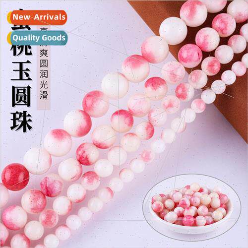 Peach Jade Round Beads Bracelet DIY Necklace Strings Spacer