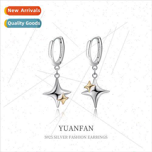 925 silver color separation cross star earrings female niche