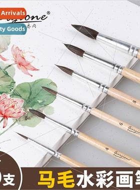 Horse Hair Watercolor Brushes 6pcs Animal Hair Gouache Paint