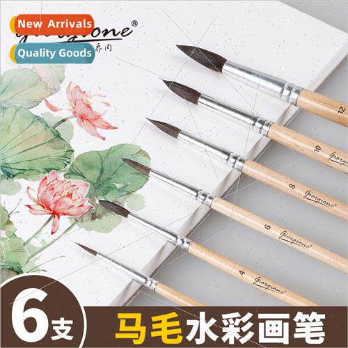 Horse Hair Watercolor Brushes 6pcs Animal Hair Gouache Paint
