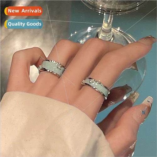Sky Blue Drip Enamel Ring Muscle Enamel Index Finger Ring Wo