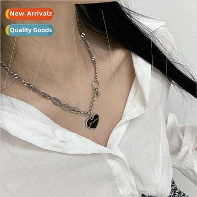 Love heart necklace female ins hip hop niche not lose color