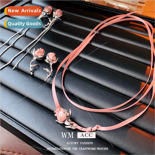 lver Needle Rose Flower Long Tassel Earrings Fashion Earring