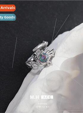 Dazzling Gemstone Rings Women Open Hip Hop Ins Delicate Pair