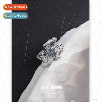 Dazzling Gemstone Rings Women Open Hip Hop Ins Delicate Pair
