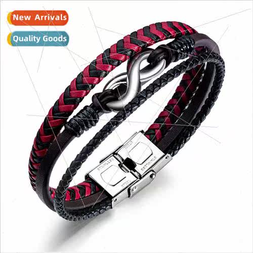 Europe popular leather braided bracelet men leather bracelet