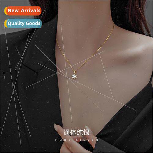 S925 silver Koreazirconia sunflower necklace female simple n