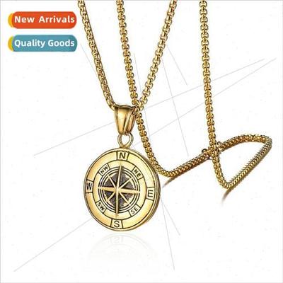 Fashion Compass Men Necklace Viking Compass Cast Pendant