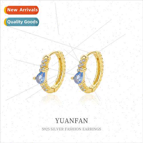 925 silver simple zirconia circle earrings female hundred wh