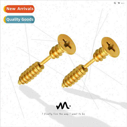 Popular men women tanium steel gold-plated material screw ea