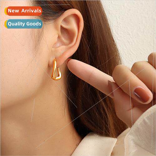 French niche jewelry C-shaped thin round face earrings earri