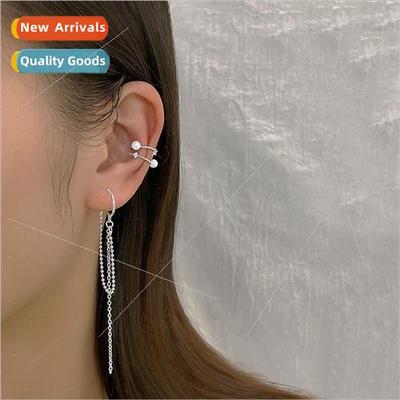 Chain long earrings Korea fake earrings flash diamond pearl