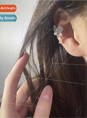 Illusion rose flower ear clips whout ear holes camellia earr