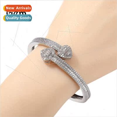 Europe simple love bracelet female copper inlaid zirconia he