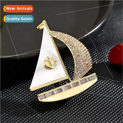 Ocean Sailboat Zirconia Brooch Zirconia Hundred Su Accessori