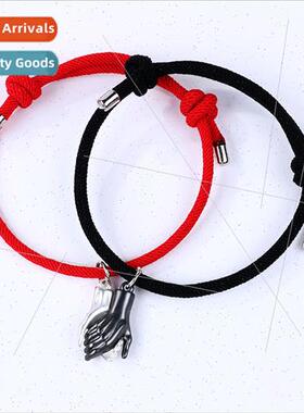 Fashion Black Red Rope Couple Bracelet Creative Palm Pendant