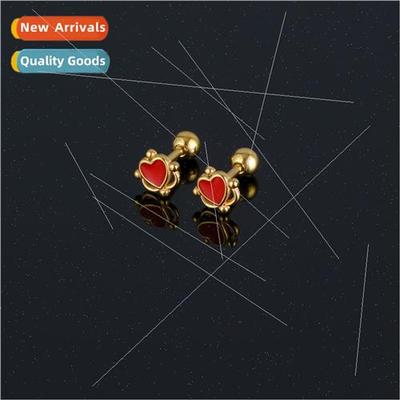 Korea sweet love earrings simple fashion stainless steel cas