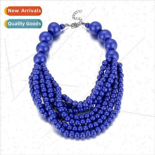 afro gothic jewelry wooden bead necklace layered sweater cha