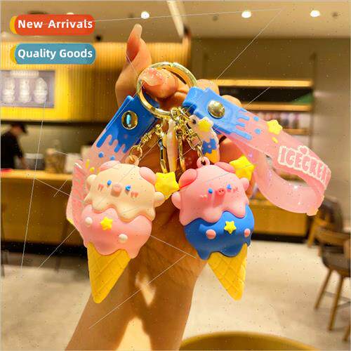 Ice cream piglet doll couple keychain accessories schoolbag