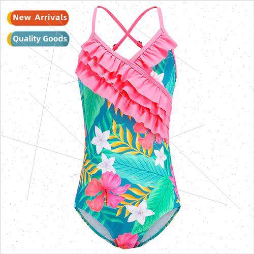 Childrens swimsus ins girls one-piece ruffled swimsu small m